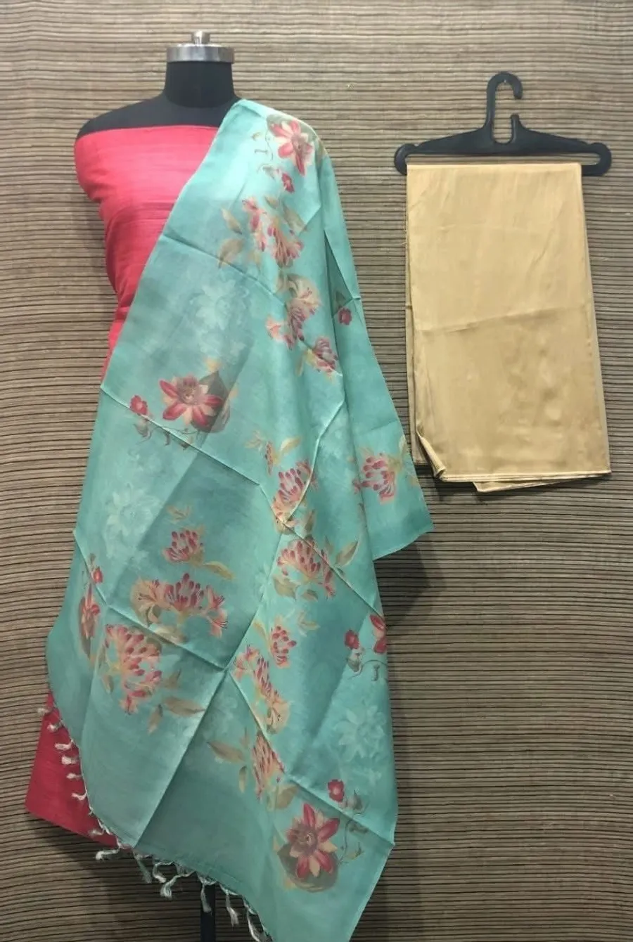 Elegant Ghicha Tussar Silk Plain Suit Material – Handwoven Natural Texture